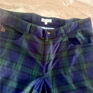 Peter Millar Men's Chinos - Navy and Forest Plaid